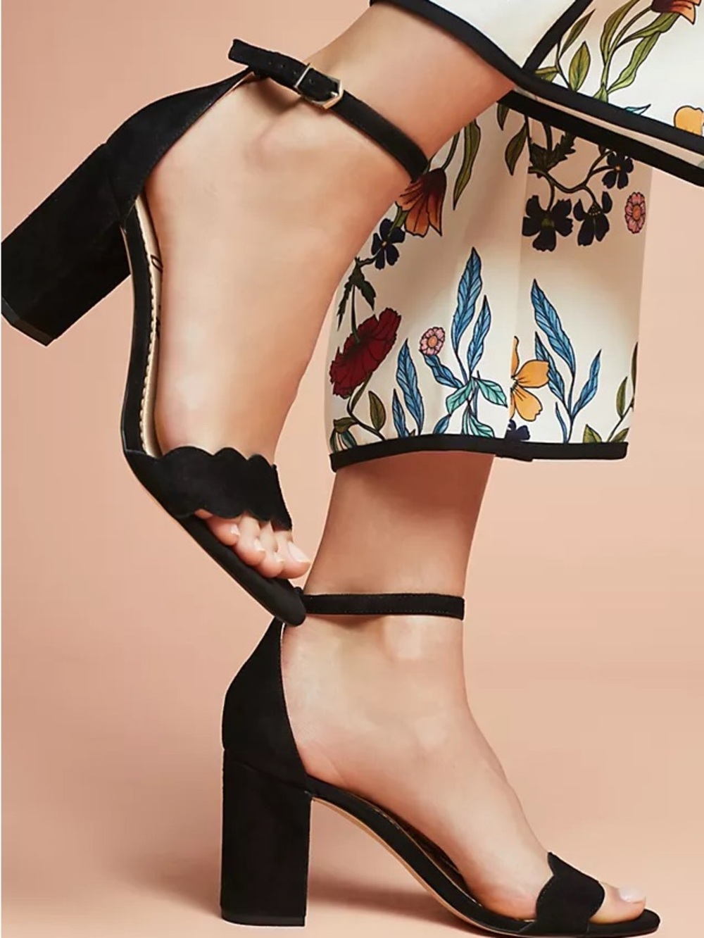 Sam Edelman Odila Black Scalloped Block Heel Sandals